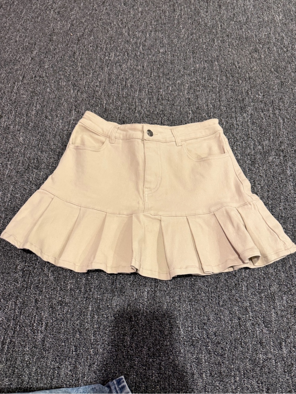 Cream Beige Pleated Mini Skirt Size Small Y2K Preppy